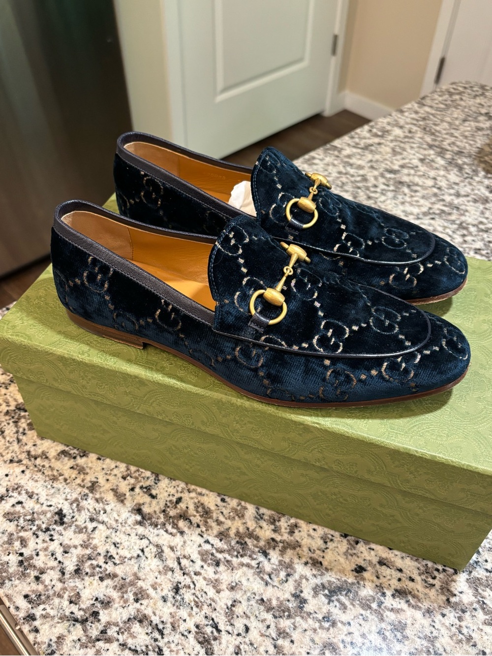 Gucci Jordaan Velvet Horsebit Loafers
